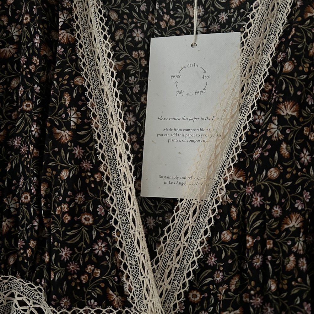 Christy Dawn Kyra Dress - Black Floral Long Sleeve Dress - Picture 4 of 5
